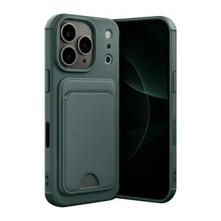 Apple iPhone 17 Pro Max Kelvin Kartvizitli Silikon - Koyu Yeşil