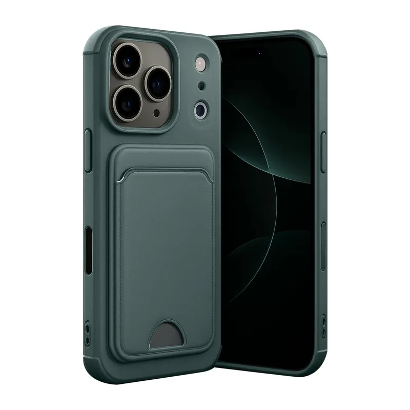 Apple iPhone 17 Pro Max Kelvin Kartvizitli Silikon - Koyu Yeşil