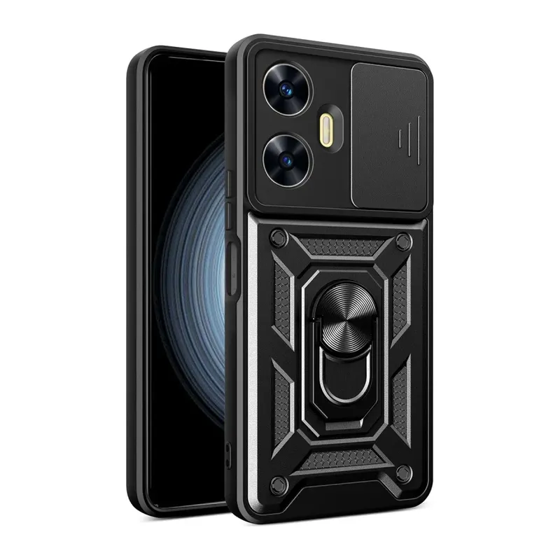 Realme C55 Kılıf Pars Lens Yüzüklü Silikon - Siyah