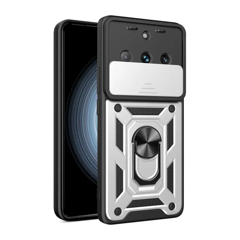 Realme 11 Pro Kılıf Pars Lens Yüzüklü Silikon - Gümüş