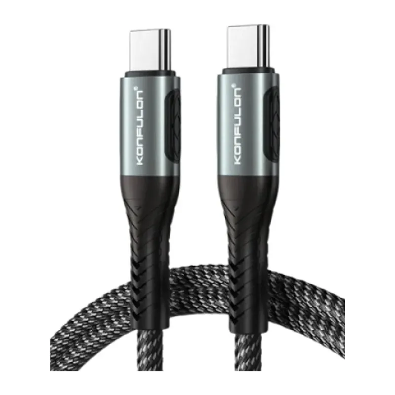 Konfulon DC43 Type-C to Type-C 1M Örgü 60W Hızlı Şarj Kablo - Siyah