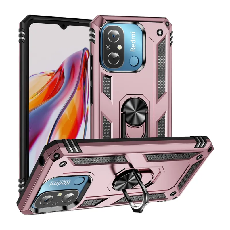 Xiaomi Redmi 12C Kılıf Sofya Yüzüklü Silikon Kapak - Rose