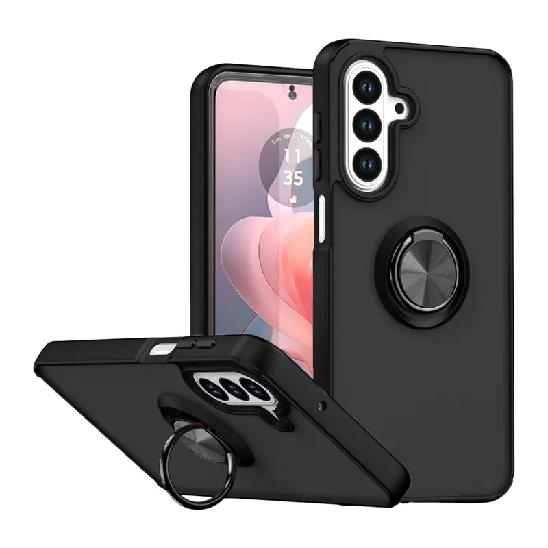 Samsung Galaxy A37 5G Montreal Yüzüklü Silikon Kapak - Siyah