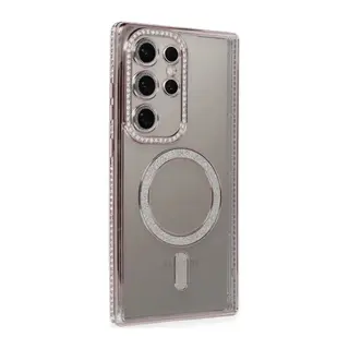 Samsung Galaxy S24 Ultra Kılıf Joke Simli Magneticsafe Kılıf - Pembe