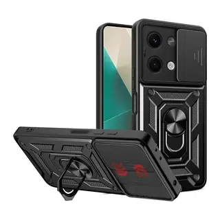 Xiaomi Poco X6 Kılıf Pars Lens Yüzüklü Silikon - Siyah