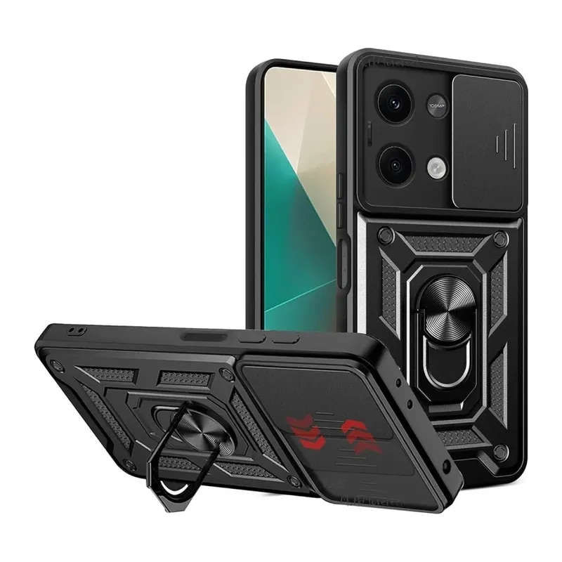 Xiaomi Poco X6 Kılıf Pars Lens Yüzüklü Silikon - Siyah