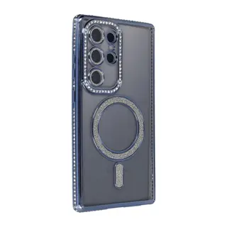Samsung Galaxy S24 Ultra Kılıf Joke Simli Magneticsafe Kılıf - Lacivert