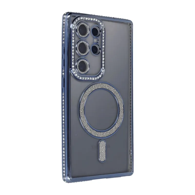 Samsung Galaxy S24 Ultra Kılıf Joke Simli Magneticsafe Kılıf - Lacivert