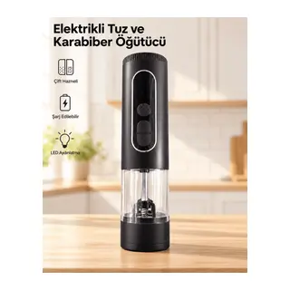 Tek Tuşla Kullanım Sunan LED Aydınlatmalı Elektrikli Tuz ve Karabiber Değirmeni