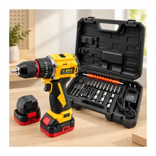 24V Fırçasız Şarjlı Darbeli Matkap + Uç Seti - 5.0Ah, 1550 RPM, 2 Batarya