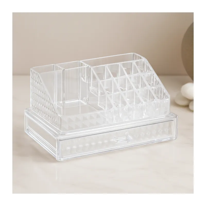 Tek Çekmeceli 16 Bölmeli Şeffaf Makyaj ve Takı Organizeri 23.3x13.5x11.5 cm