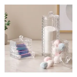 Mika Kristal Plastik Elmas Desenli Makyaj ve Banyo Organizer (3 Parça)