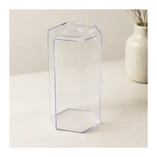 Kapaklı Makyaj Fırça Organizeri (6 Bölmeli) Mika Kristal Plastik 10x8.9x20 cm
