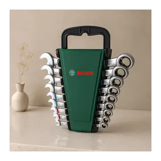 8 Parça 8-19 mm Kombine Anahtar Takımı (Plastik Standlı, Taşıma Aparatlı)