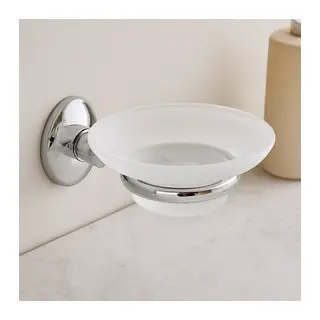 Banyo Katı Sabunluk - Plastik, Krom Metal Tutacaklı
