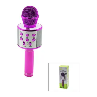 WİRELESS MİKROFON KARAOKE - HOPARLÖR USB ŞARJLI USB - TF - AUX RENKLİ KROM KAPLAMA PİL:800mAh - DC 5V BLS-25