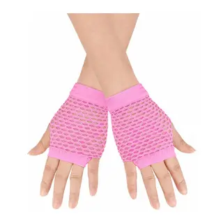 80’ler 90’lar Retro Neon Pembe File Parmaksız Kısa Eldiven 11 cm