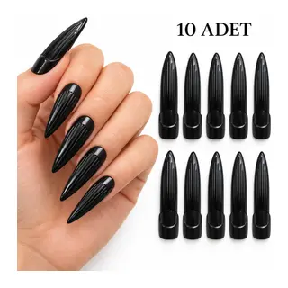Siyah Plastik Cadı Takma Tırnak 10’lu Set