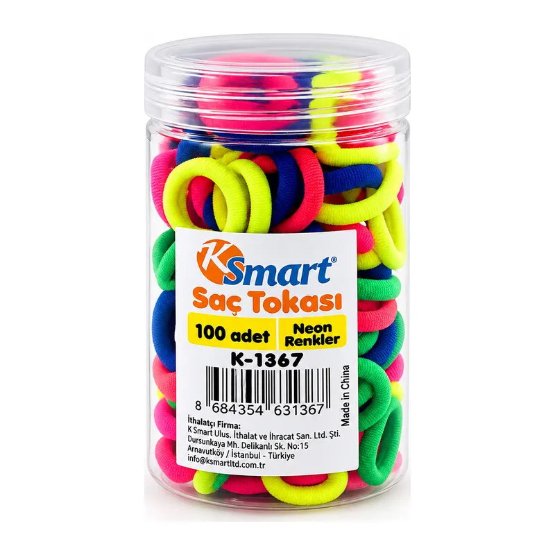 1200 Adet Neon Lastik Saç Toka