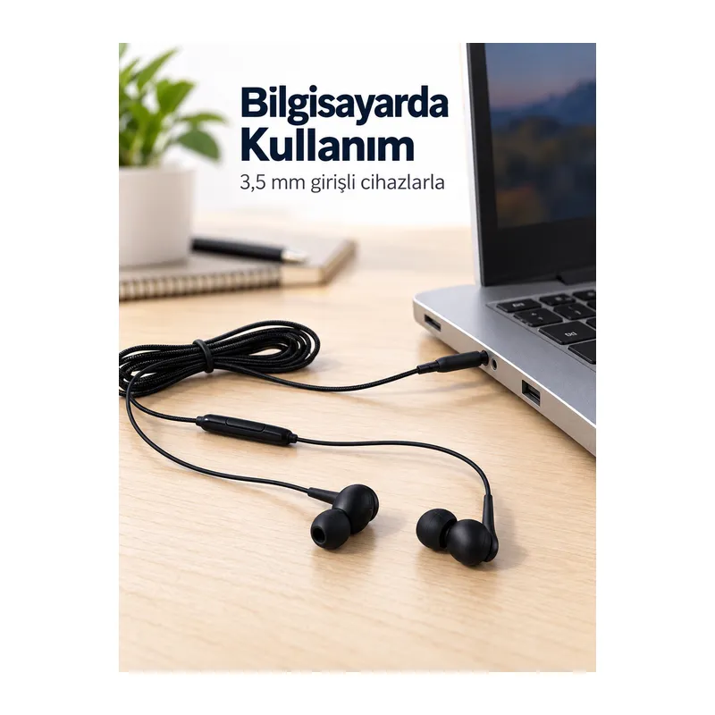 Günlük Kullanıma Uygun Silikon Uçlu Kablolu Kulaklık