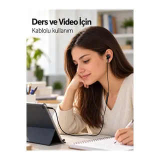 Müzik ve Görüşme İçin Mikrofonlu Siyah Kulaklık
