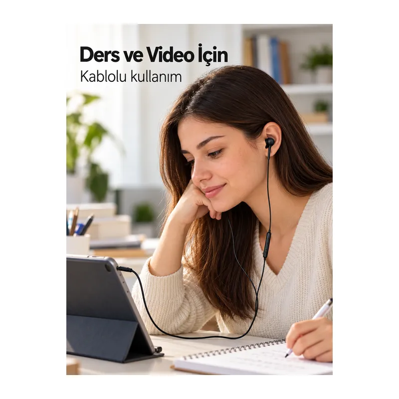 Müzik ve Görüşme İçin Mikrofonlu Siyah Kulaklık