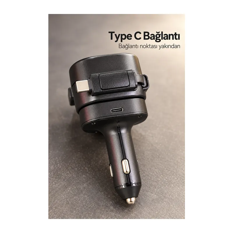 Type C ve Lightning Uçlu Çakmaklık Telefon Şarj Adaptörü