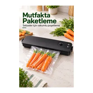 Vakum Makinesi Isı ile Poşet Kapatma Özellikli Siyah