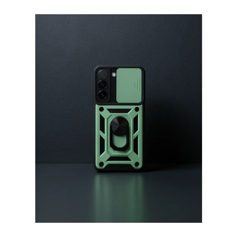 Samsung Galaxy S24 Kılıf Pars Lens Yüzüklü Silikon - Yeşil