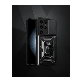Samsung Galaxy S24 Ultra Kılıf Pars Lens Yüzüklü Silikon - Siyah