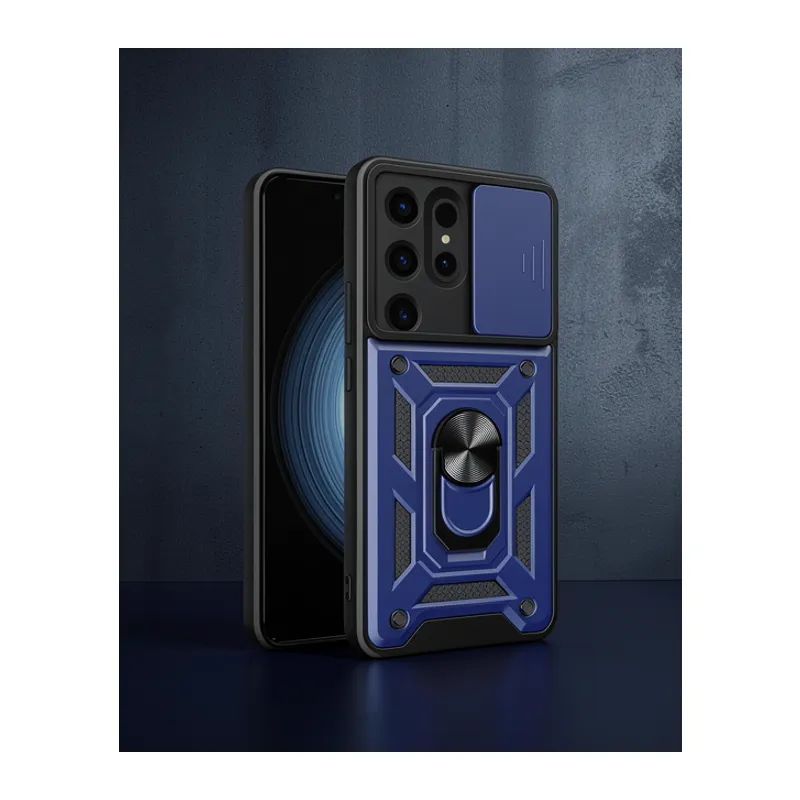 Samsung Galaxy S24 Ultra Kılıf Pars Lens Yüzüklü Silikon - Lacivert