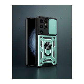 Samsung Galaxy S24 Ultra Kılıf Pars Lens Yüzüklü Silikon - Yeşil