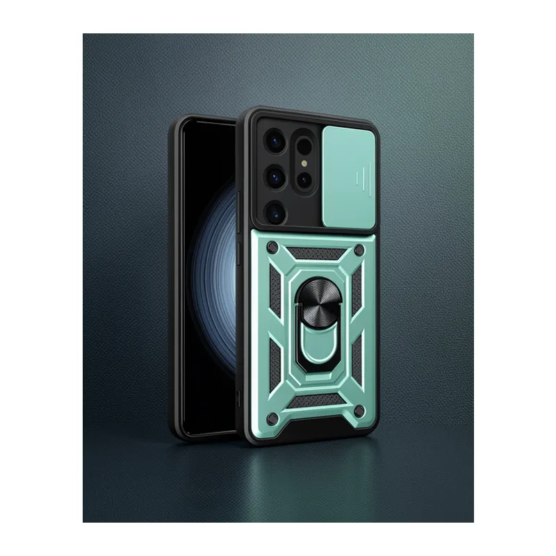 Samsung Galaxy S24 Ultra Kılıf Pars Lens Yüzüklü Silikon - Yeşil