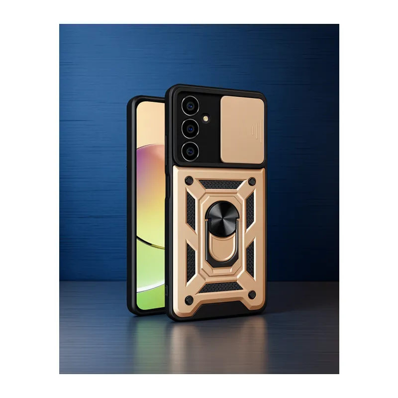 Samsung Galaxy A15 4g Kılıf Pars Lens Yüzüklü Silikon - Gold