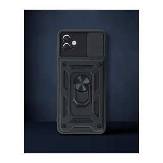 Samsung Galaxy A04e Kılıf Pars Lens Yüzüklü Silikon - Siyah