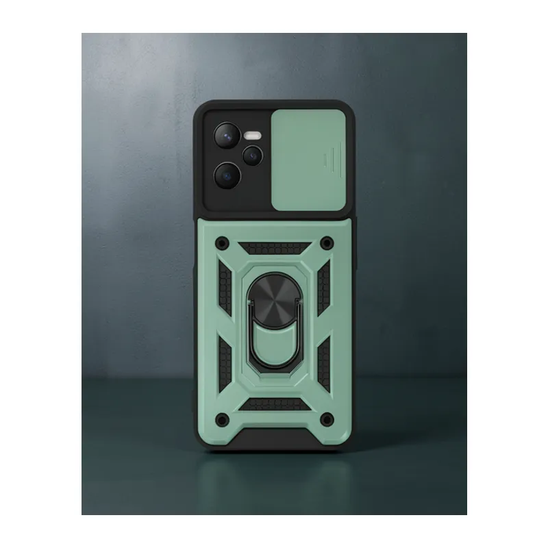 Realme C35 Kılıf Pars Lens Yüzüklü Silikon - Yeşil