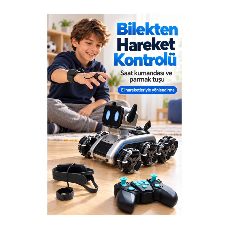 Saat ve El Kumandalı Işıklı Robot Köpek