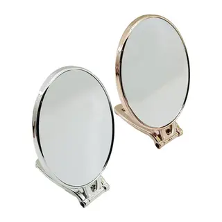 Oval 6.5 İNÇ=16.5X13CM Makyaj Aynası Çift Taraflı Bronz - Gümüş Pls.çerçeve Katlanır Ayaklı