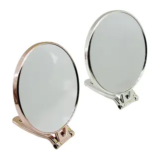 Yuvarlak 6 İnç= ÇAP:15CM Makyaj Aynası Çift Taraflı Bronz - Gümüş Pls.çerçeve Katlanır Ayaklı