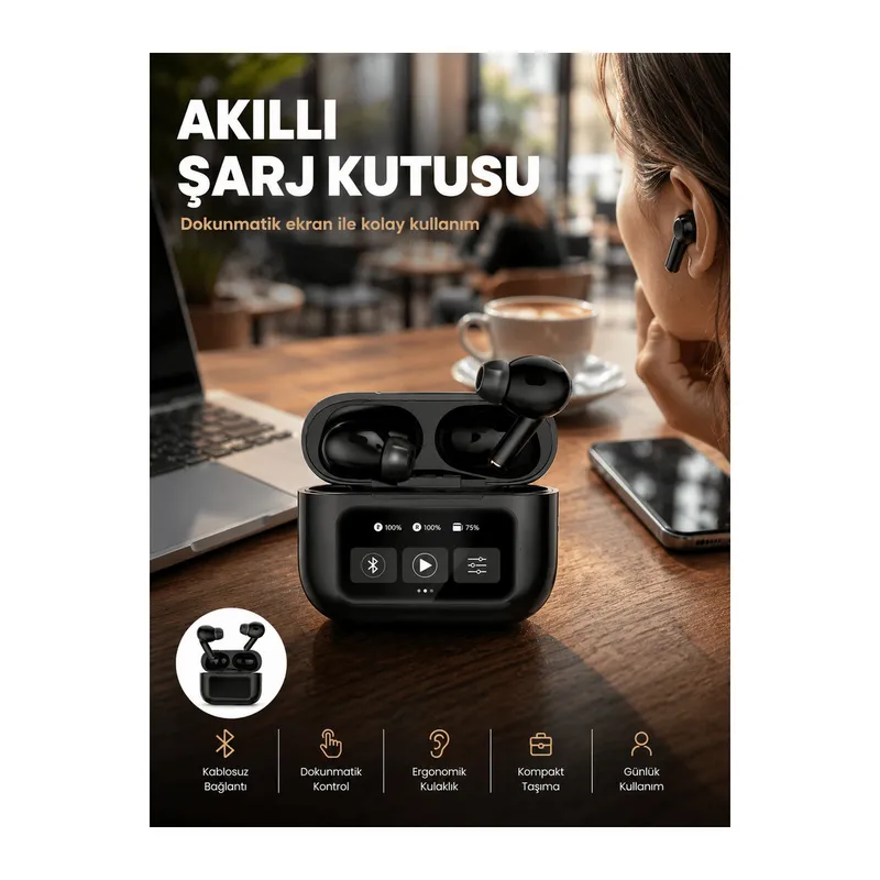 Kablosuz Bluetooth Kulaklık Pro Yeni Nesil Dokunmatik Kontrol Yeni Nesil