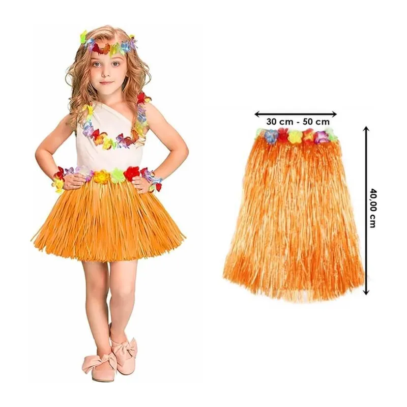 Hawaii Hula Eteği Turuncu Renk 40 cm