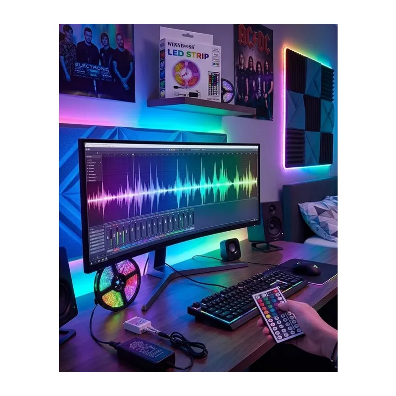 5050 RGB LED Şerit 5 Metre Uzaktan Kumandalı Ortam Aydınlatma Led