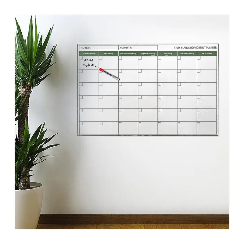 Manyetik Yapışkanlı Bir Aylık Program Planlayıcı Takvim 85x56 cm