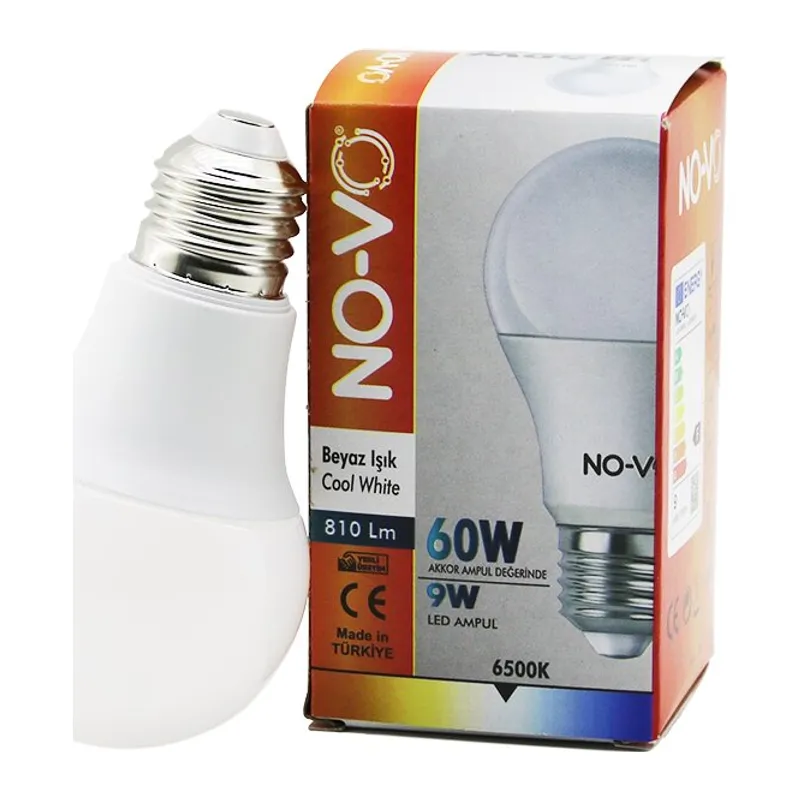 NO-VO 9W=60W E27 BEYAZ LED AMPUL 6500K - 810Lm
