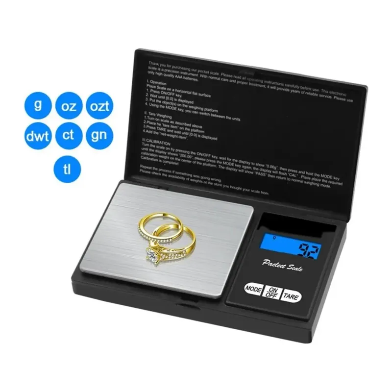 Professional Hassas Terazi 500 gram Kapasiteli 0.1 Hassasiyetli Dijital Kapaklı Tartı