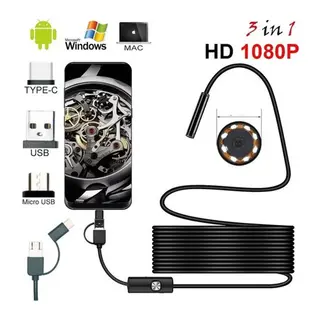 Endoskop 3 in 1 Yılan Kamera USB Micro Usb Type-C 20 Metre yumuşak Kablo