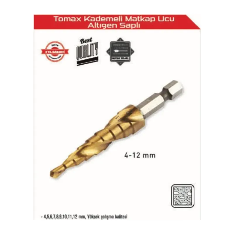 Kademeli Matkap Ucu 4-12 mm Arası - Altıgen Saplı
