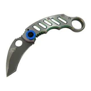 X05BL Gümüş Karambit 17 cm - Metal Saplı, Manuel