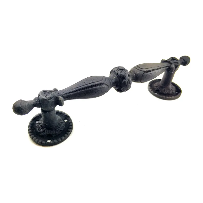 Antika Tarz Dekoratif Pirinç Sütun Çekme Kapı Kolu - 219x49 mm, Oksit