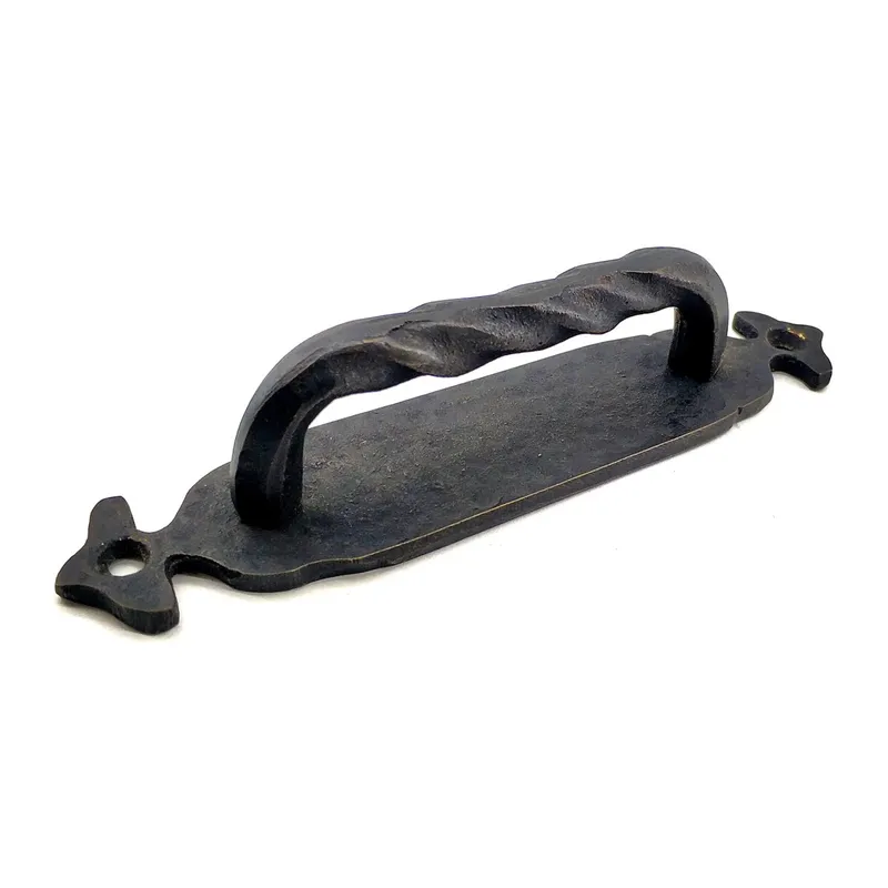 Antika Tarz Dekoratif Pirinç Burgulu Çekme Kol - 148x33 mm, Oksit